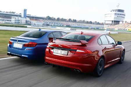 BMW M5 Competition, Jaguar XFR-S, Heckansicht