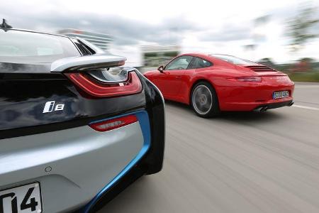 BMW i8, Porsche 911 Carrera S, Heck