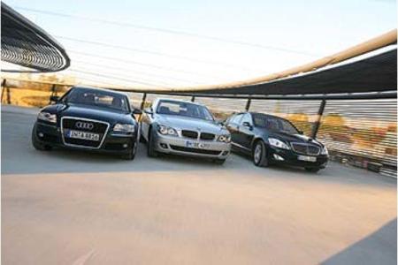 Audi A8, BMW 730i und Mercedes S 350