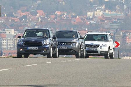 Mini Countryman One, Nissan Juke 1.6, Skoda Yeti 1.4 TSI Mini Countryman One, Nissan Juke 1.6, Skoda Yeti 1.4 TSI