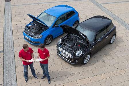 Mini One D, VW Polo 1.4 TDI Blue Motion, Motorhauben