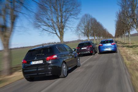 Peugeot 308 GT, Citron DS4, Renault Mgane, Heckansicht