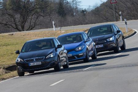 Peugeot 308 GT, Citron DS4, Renault Mgane, Frontansicht
