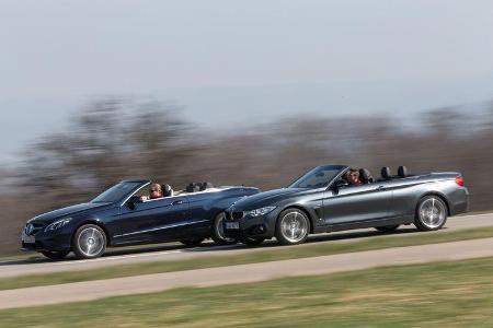 BMW 428i Cabrio, Mercedes E 300 Cabrio, Seitenansicht