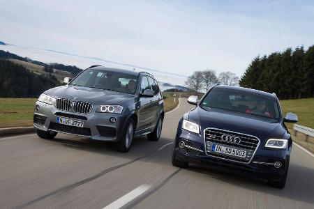 BMW X3 35d x-Drive, Audi SQ5 3.0 TDI, Frontansicht