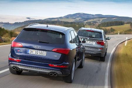 BMW X3 35d x-Drive, Audi SQ5 3.0 TDI, Heckansicht