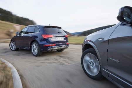 BMW X3 35d x-Drive, Audi SQ5 3.0 TDI, Heckansicht
