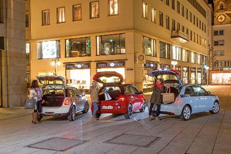 Opel Adam 1.4 ECOFLEX, Audi A1 1.2 TSI, Mini One, Heckansicht, Heckklappe
