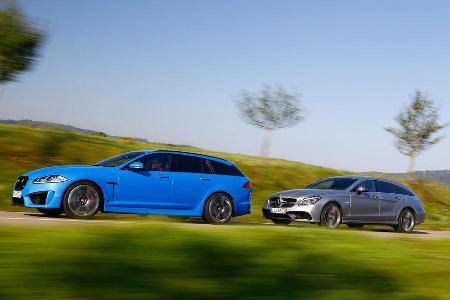 Jaguar XFR-S Sportbrake, Mercedes CLS 63 AMG S Shooting Brake, Seitenansicht