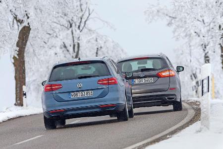 Ford Mondeo Turnier 2.0 TDCI, VW Passat Variant 2.0 TDI, Heckansicht