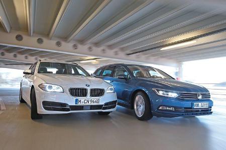 VW Passat Variant 2.0 TDI, BMW 518d Touring, Frontansicht VW Passat Variant 2.0 TDI, BMW 518d Touring, Frontansicht