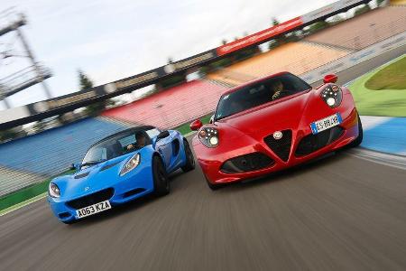 Alfa Romeo 4C, Lotus Elise S Club Racer, Frontansicht