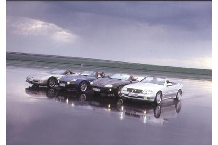 BMW Z8, Chevrolet Corvette Cabrio, Jaguar XKR Cabrio, Mercedes SL 55 AMG