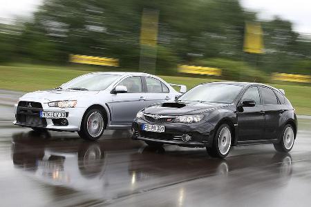 Die ewige Fehde geht weiter. Mitsubishi Lancer Evolution gegen Subaru Impreza WRX STI.