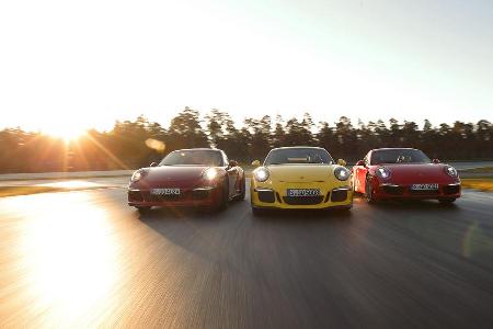 Porsche 911 Carrera S, 911 Carerra GTS, 911 GT3, Frontansicht