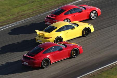 Porsche 911 Carrera S, 911 Carerra GTS, 911 GT3, Seitenansicht
