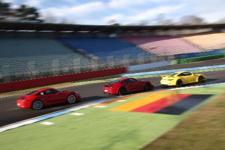 Porsche 911 Carrera S, 911 Carerra GTS, 911 GT3, Seitenansicht