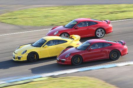 Porsche 911 Carrera S, 911 Carerra GTS, 911 GT3, Seitenansicht
