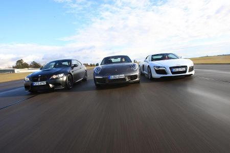 Audi R8, BMW M3, Porsche 911