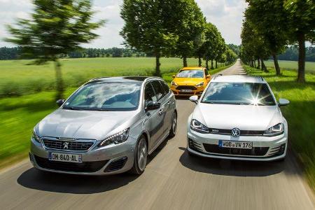 Ford Focus ST Turnier 2.0 TDCi, Peugeot 308 SW GT HDi 180, VW Golf Variant GTD Ford Focus ST Turnier 2.0 TDCi, Peugeot 308 SW GT HDi 180, VW Golf Variant GTD