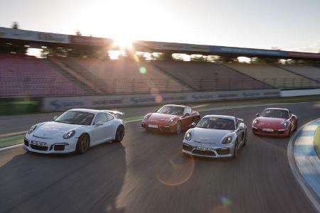 Porsche Cayman GTS, Cayman GT4, 911 Carrera GTS und 911 GT3