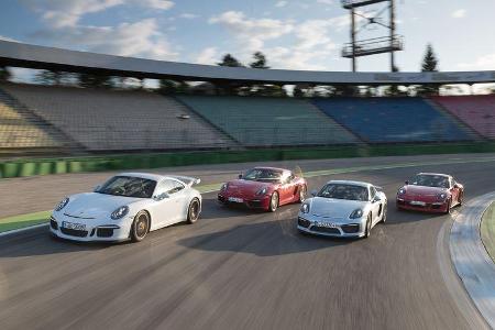 Porsche Cayman GTS, Cayman GT4, 911 Carrera GTS und 911 GT3