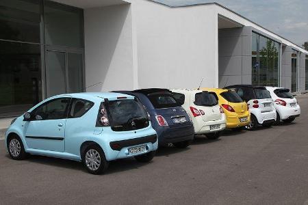 ams15/2012, Kleinwagen, 100 g/km CO2, Citroen C1, Fiat 500C, Opel Corsa, Peugeot 208, Renault Twingo, Smart Fortwo