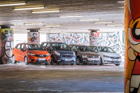Honda Jazz 1.3, Kia Venga 1.6 CVVT, Skoda Fabia Combi 1.2 TSI, VW Polo 1.0 TSI