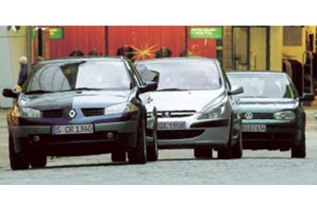 Renault Mégane, Peugeot 307 und VW Golf Renault Mégane, Peugeot 307 und VW Golf