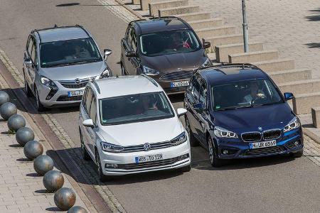BMW 218i Gran Tourer, Ford Grand C-Max 1.5 Ecoboost, Opel Zafira 1.4 Turbo Exoflex, VW Touran 1.4 TSI