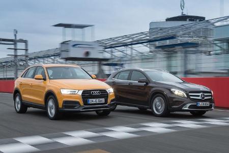 Audi Q3 2.0 TDI Quattro, Mercedes GLA 220 CDI 4Matic, Frontansicht