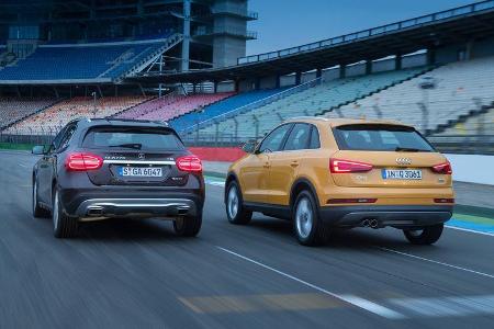 Audi Q3 2.0 TDI Quattro, Mercedes GLA 220 CDI 4Matic, Heckansicht