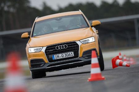 Audi Q3 2.0 TDI Quattro, Frontansicht, Slalom