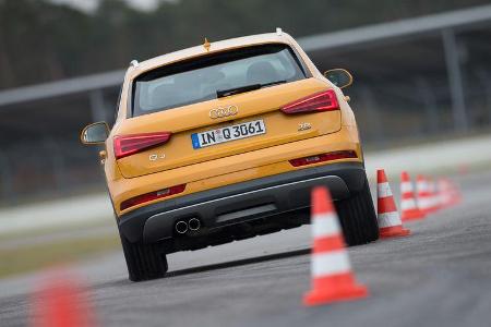 Audi Q3 2.0 TDI Quattro, Heckansicht, Slalom