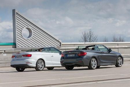 Audi A3 2.0 TDI Cabrio, BMW 220d Cabrio, Heckansicht