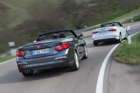 Audi A3 2.0 TDI Cabrio, BMW 220d Cabrio, Heckansicht