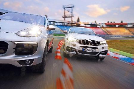 BMW X6 M50d, Porsche Cayenne S Diesel, Frontansicht
