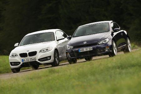 BMW 220i, VW Scirocco 2.0 TSI, Frontansicht