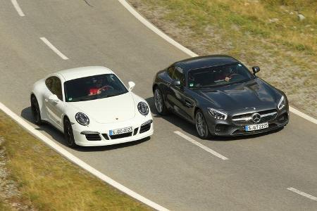 Mercedes-AMG GT, Porsche 911 Carrera GTS, Draufsicht