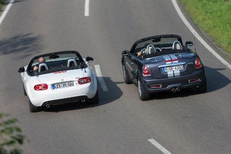 Mazda MX-5 2.0 MZR, Mini Cooper S Roadster, Heckansicht