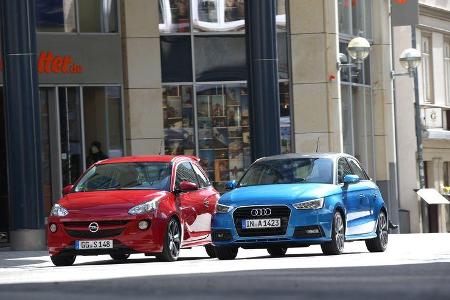 Audi A1 Sportback 1.4 TFSI, Opel Adam S, Frontansicht