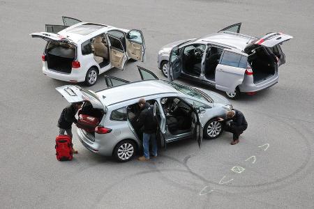 Ford Grand C-Max 2.0 TDCi Titanium, Opel Zafira Tourer 2.0 CDTi Ecoflex Edition, VW Touran 2.0 TDI Highline, offene Tren