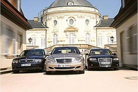 Audi A8 L 6.0 gegen BMW 760 Li und Mercedes S 600 L