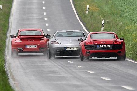 Porsche 911 Turbo, Mercedes SLS, Audi R8