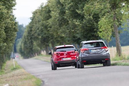 Honda HR-V 1.6 i-DTEC, Mazda CX-3 D 105, Heckansicht