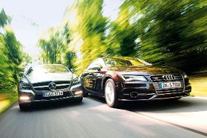 Audi S7 Sportback und Mercedes CLS 500 im Test