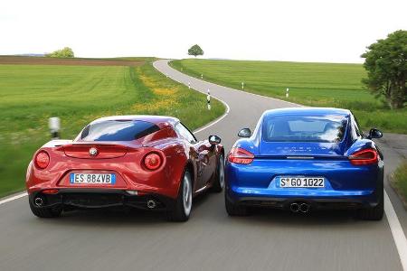 Alfa Romeo 4C, Porsche Cayman S, Heckansicht