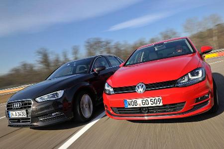 VW Golf GTI 2.0 TDI, Audi A3 Sportback 2.0 TDI, Frontansicht