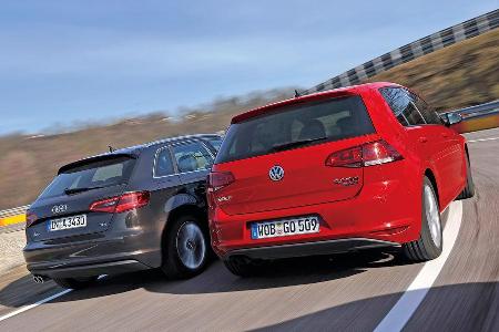 VW Golf GTI 2.0 TDI, Audi A3 Sportback 2.0 TDI, Heckansicht