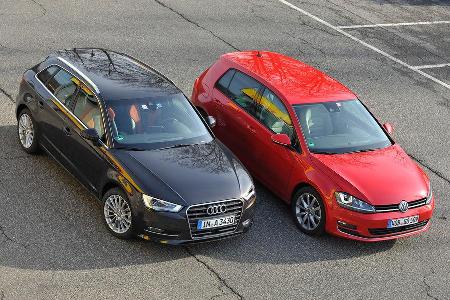 VW Golf GTI 2.0 TDI, Audi A3 Sportback 2.0 TDI, Seitenansicht